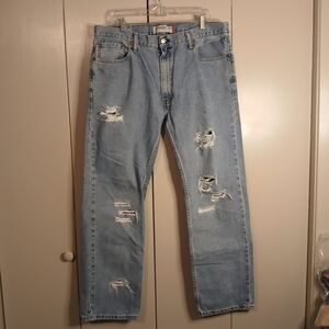 Levi's Light Blue Distressed Straight Jeans